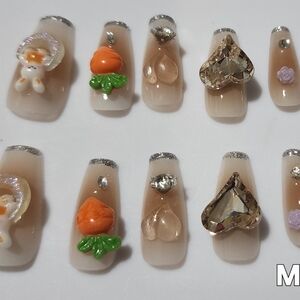 Easter Bunny Handmade Elegant Nail Art Set with 3D Designs